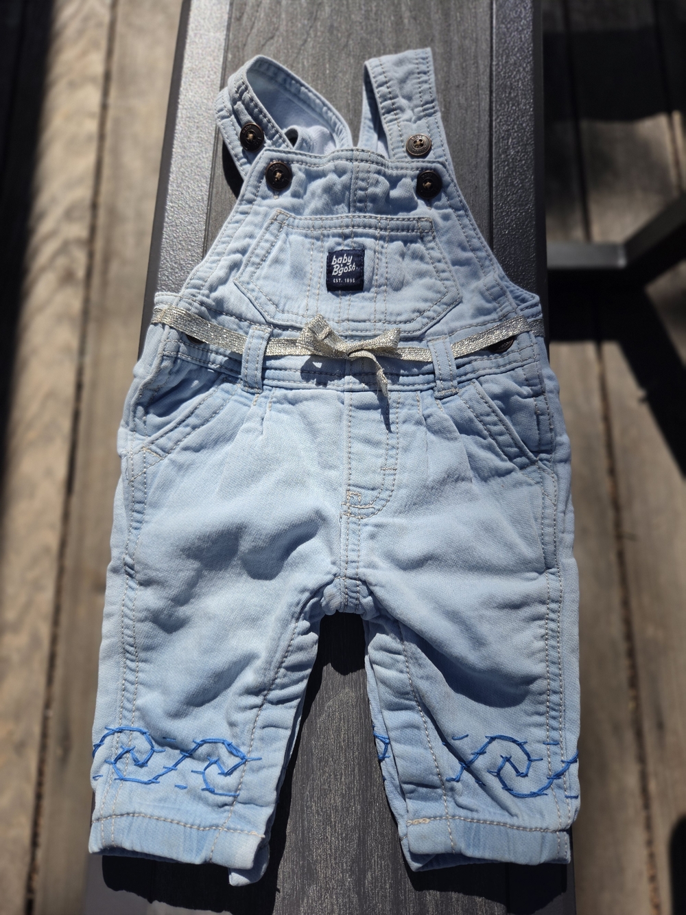 OshKosh B'gosh Light Blue Denim Baby Overalls with Sparkle Belt